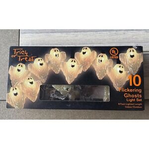 Vintage 10 Flickering Ghost Light Set 8' Indoor/Outdoor Replacement Skull & Bulb